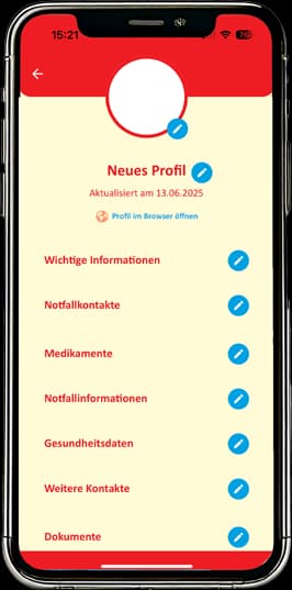 Informationen und Dokumente hinterlegen