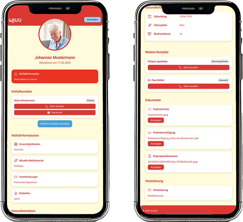 Apothekenkundenkarte mit digitaler Notfallfunktion Ansicht Notfallapp