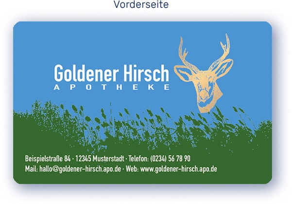 Apothekenkundenkarte mit digitaler Notfallfunktion Musterkarte Vorderseite