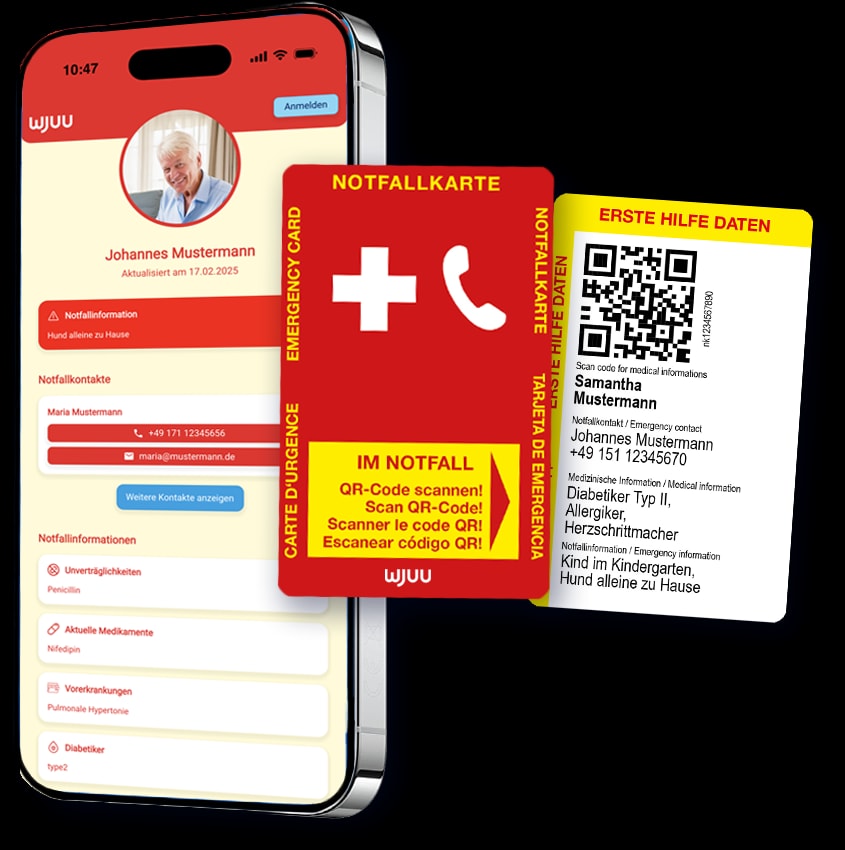 Notfallkarte im Kreditkartenformat mit App